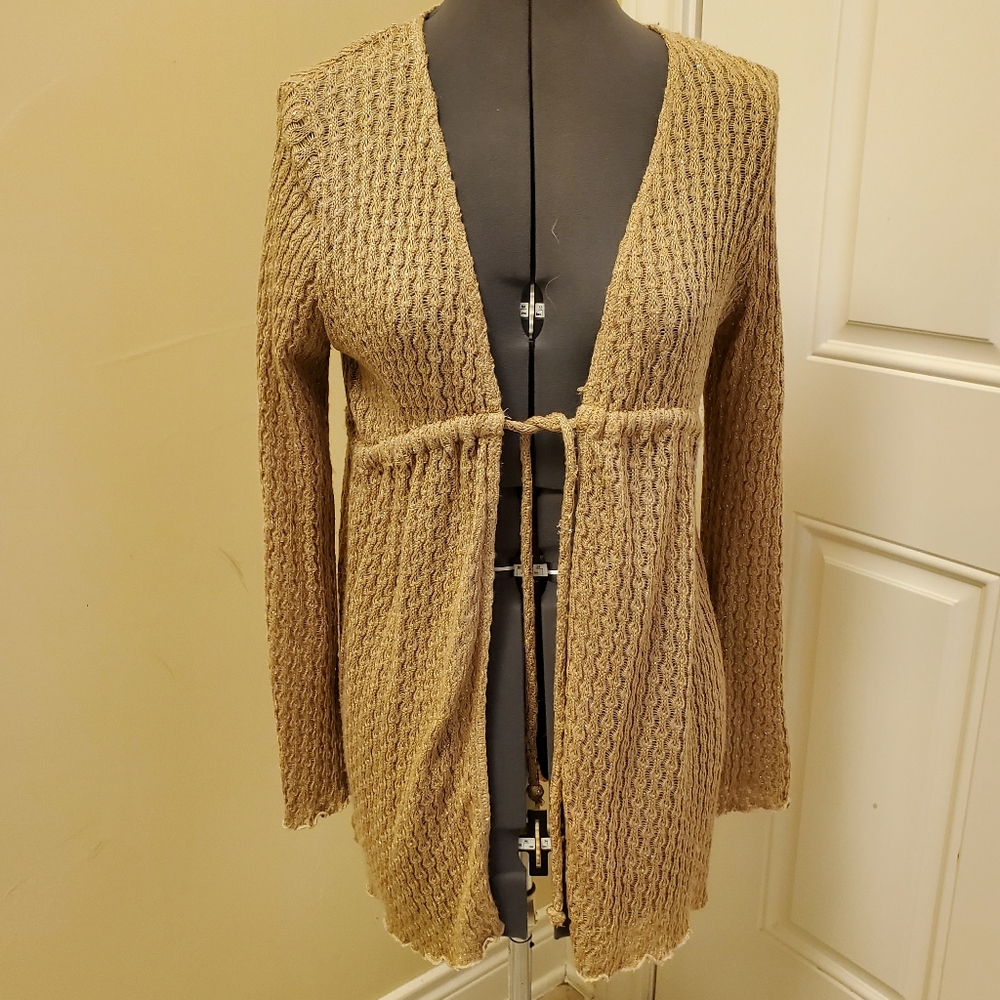 Gold Threaded Cardi Sweater, Size S